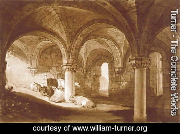 Turner - The Crypt of Kirkstall Abbey, from the Liber Studiorum, 1812