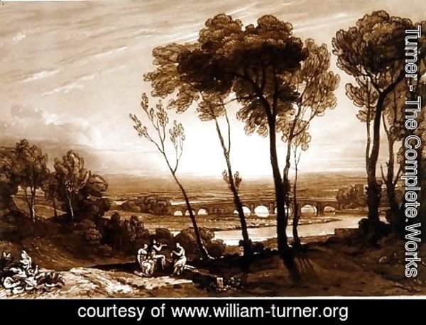 Turner - The Bridge in Middle Distance, from the Liber Studiorum, engraved by Charles Turner, 1808