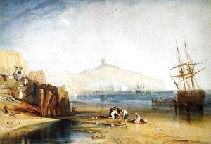 Turner - Scarborough Town and Castle: Morning: Boys Catching Crabs