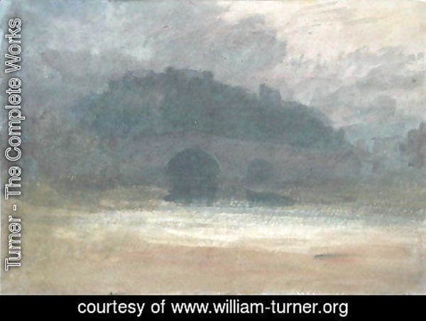Turner - Evening Landscape with Castle and Bridge in Yorkshire, c.1798-99