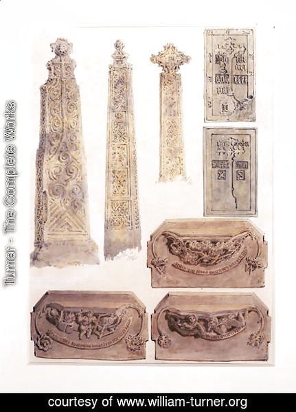 Eight Studies of crosses, brasses and misericords from Whalley Church, Whalley, Lancashire