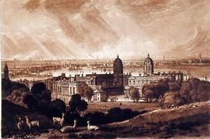 London from Greenwich, engraved by Charles Turner 1773-1857 1811
