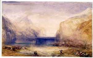 Turner - Fluelen Morning looking towards the lake 1845