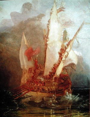 Turner - Ulysses Deriding Polyphemus, detail of ship, 1829