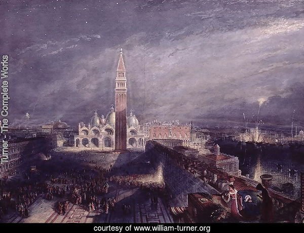 St. Marks Place, Venice Moonlight engraved by George Hollis 1792-1842 pub. 1881