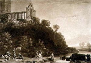 Dumblain Abbey, from the Liber Studiorum, engraved by Thomas Lupton, 1816