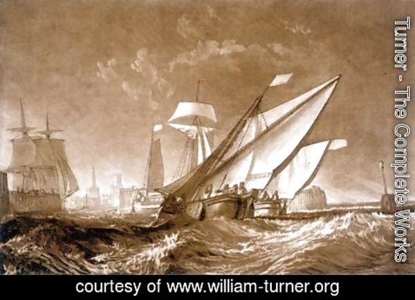 Turner - Entrance to Calais Harbour, from the Liber Studiorum, engraved by the artist, 1816