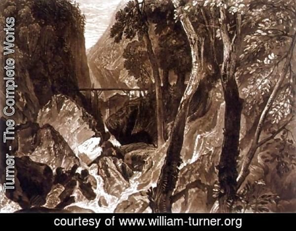Turner - Mill near the Grand Chartreuse, from the Liber Studiorum, engraved by Henry Dawe, 1816