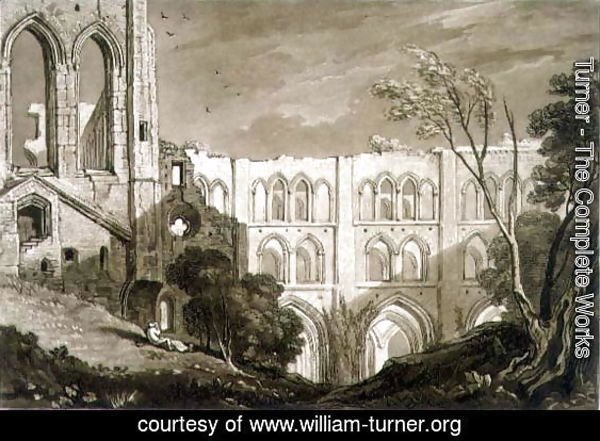 Rivaulx Abbey, from the Liber Studiorum, engraved by Henry Dawe, 1812