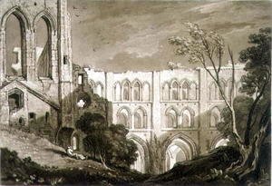 Turner - Rivaulx Abbey, from the Liber Studiorum, engraved by Henry Dawe, 1812
