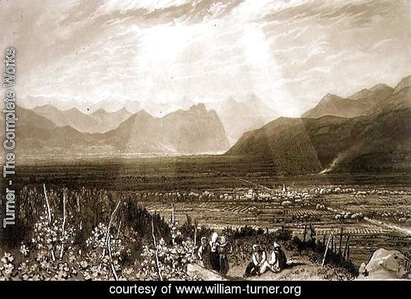 Chain of Alps from Grenoble to Chamberi, from the Liber Studiorum, engraved by William Say, 1812