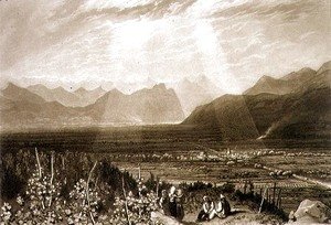 Chain of Alps from Grenoble to Chamberi, from the Liber Studiorum, engraved by William Say, 1812