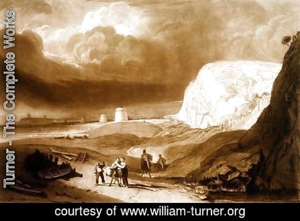 Turner - Martello Towers near Bexhill, Sussex, from the Liber Studiorum, engraved by William Say, 1811