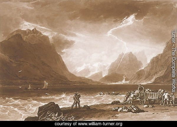 Lake of Thun, from the Liber Studiorum, engraved by Charles Turner, 1808