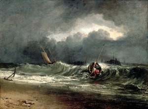 Fishermen upon a lee-shore in squally weather