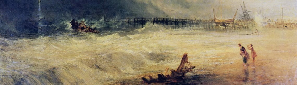 Turner - Lifeboat and Manby Apparatus going off to a stranded vessel making signal blue lights of distress , c.1831