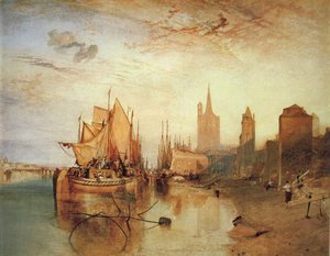 Cologne The Arrival of a Packed Boat Evening 1826