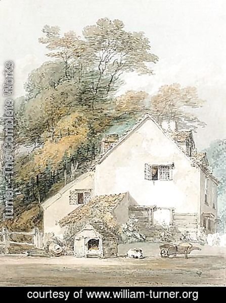 Turner - A Dog Asleep By Its Kennel Outside A Cottage