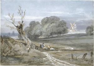 Turner - Landscape With Mill, Durham Cathedral In The Background