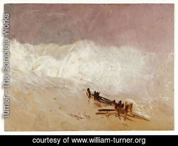 Turner - Shore Scene with Waves and Breakwater