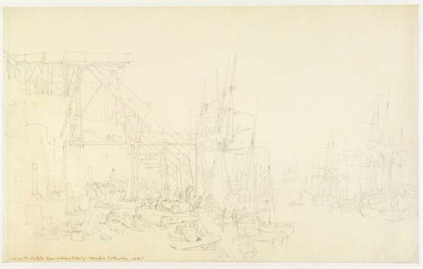 The Hurries, coal boats loading, North Shields, c.1795