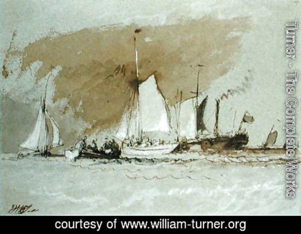 Turner - Fishing Boats at Sea, boarding a Steamer off the Isle of Wight
