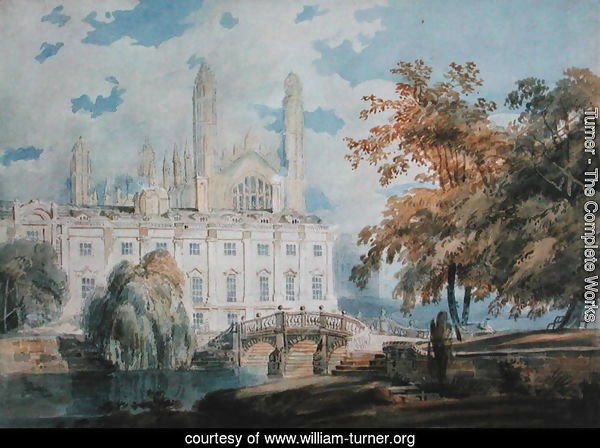 Clare Hall and the West End of King's College Chapel, Cambridge, from the banks of the River Cam, 1793