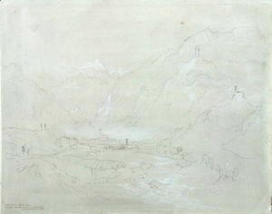 Turner - Mountainous Landscape with Town in Valley, c.1840