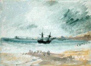 Ship Aground, Brighton, 1830