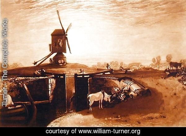 Windmill and Lock, engraved by William Say 1768-1834