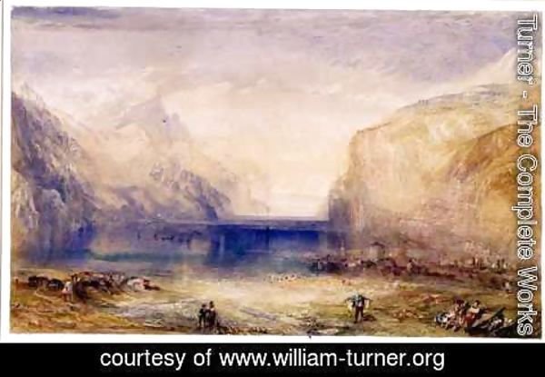 Turner - Fluelen Morning looking towards the lake 1845