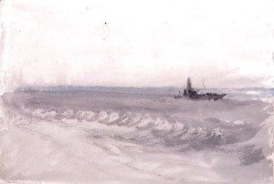 Turner - Grey Sea, Boat Running Ashore, c.1840