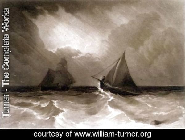 Turner - Ship and Cutter, from the Little Liber, engraved by the artist, c.1826