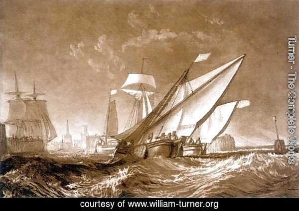 Entrance to Calais Harbour, from the Liber Studiorum, engraved by the artist, 1816