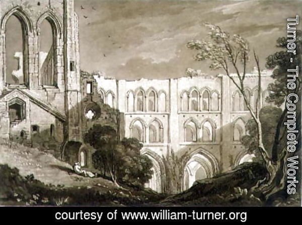 Turner - Rivaulx Abbey, from the Liber Studiorum, engraved by Henry Dawe, 1812