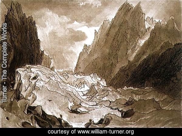 Mer de Glace, Valley of Chamouni, Savoy, from the Liber Studiorum, engraved by the artist, 1812