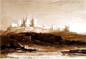 Dunstanborough Castle, from the Liber Studiorum, engraved by Charles Turner, 1808