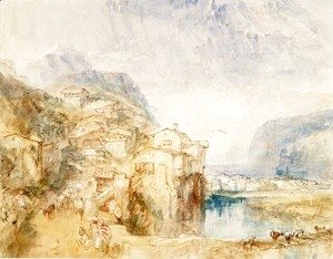 Brunnen, with Lake Lucerne in the distance, c.1842