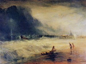 Turner - Lifeboat and Manby Apparatus going off to a stranded vessel making signal blue lights of distress , c.1831