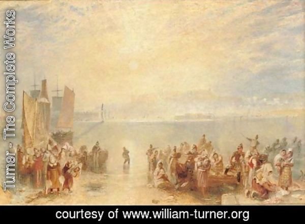 Turner - Granville Fisherfolk on the beach at sunset